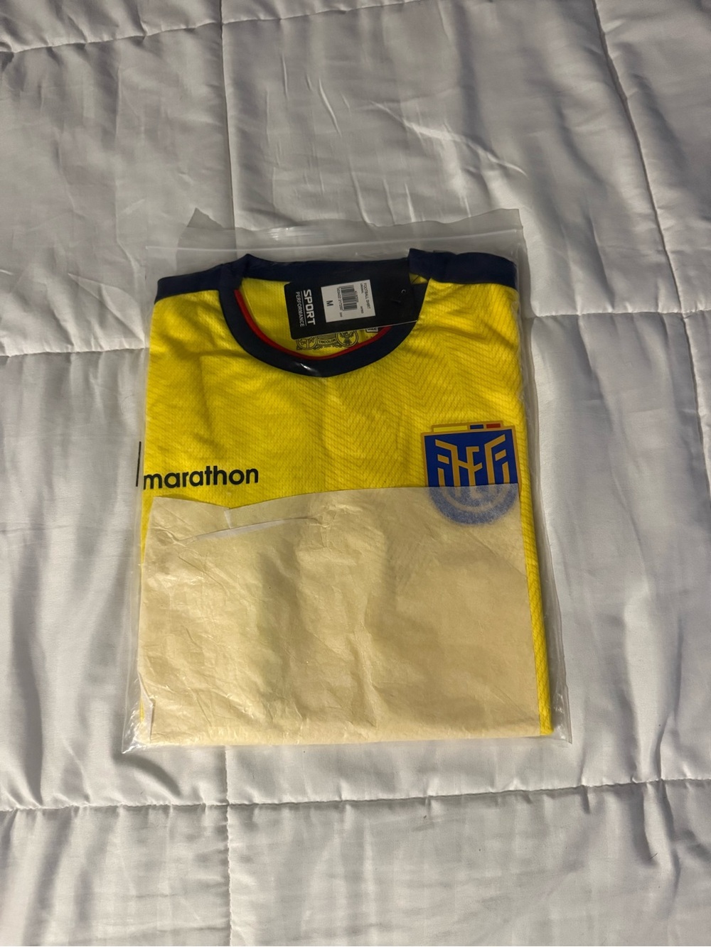 Ecuador Yellow Soccer Jersey with Navy Trim